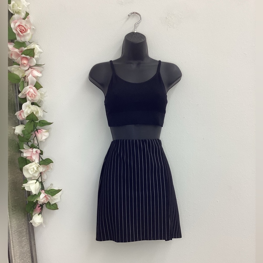 Marie black pinstripe mini skirt